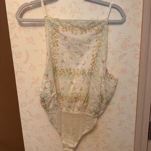 Free People Floral Bodysuit in Cream and Yellow